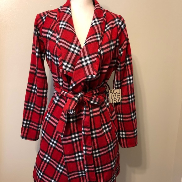 Active USA Jackets & Blazers - Fleece plaid wrap jacket